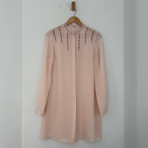 Elie Tahari powder pink silk Samaira long button down tunic blouse - Small - Picture 5 of 8